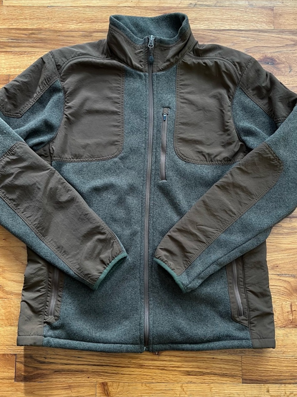 Eddie Bauer Men's Green Brown Full Zip Fleece Jacket M Outdoor Heritage